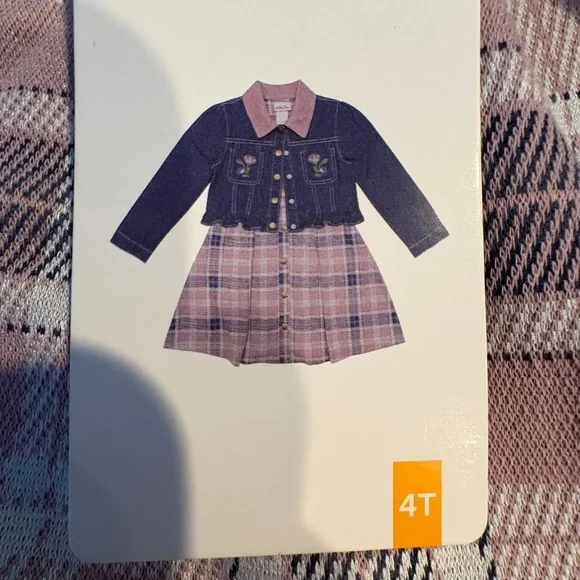 Toddler Girls Denim Jacket and Dress Set Casual 4T NEW - Picture 8 of 9
